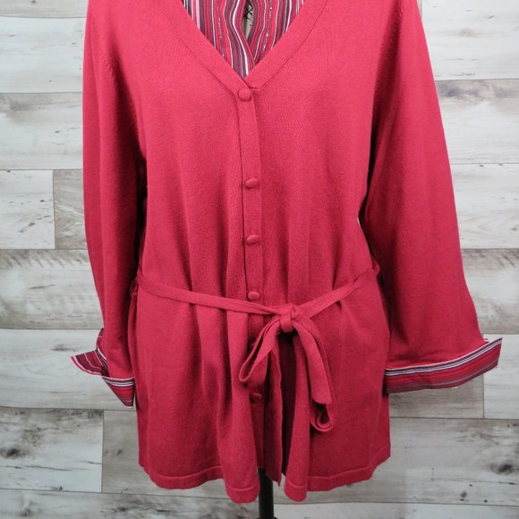 Notations* Women's 3/4 Sleeve Pullover Abstract Undershirt Waist Tie Sweater~ 1X - Picture 3 of 12